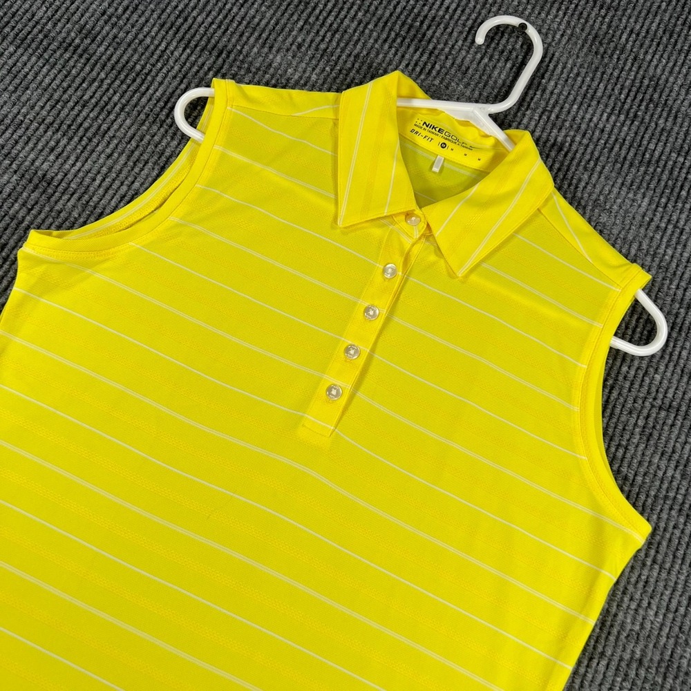 Nike Golf Polo Shirt Womens Medium Yellow Sleeveless Dri Fit Tennis Performance